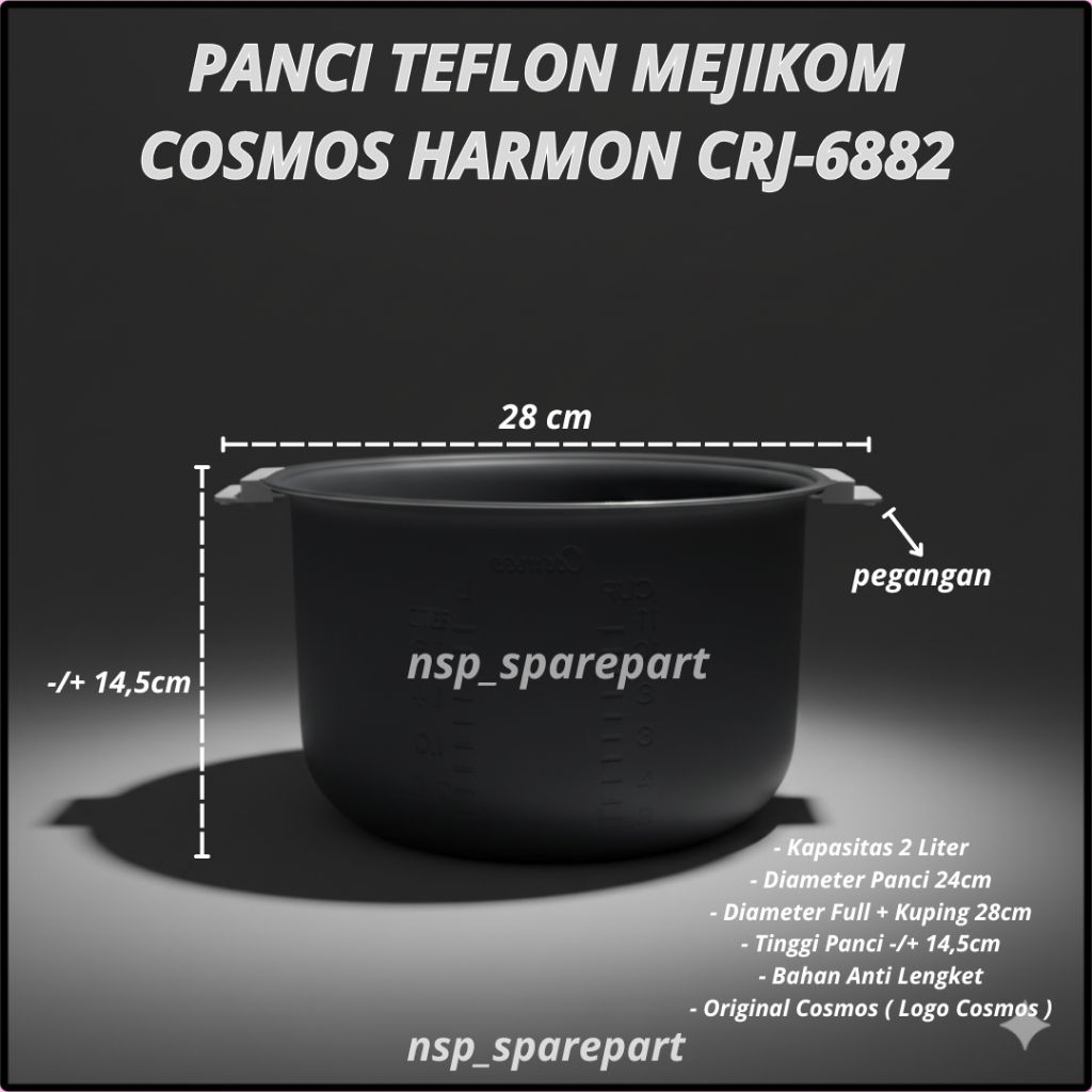 PANCI TEFLON MEJIKOM COSMOS HARMOND ORIGINAL CRJ-6882 KAPASITAS 2 LITER