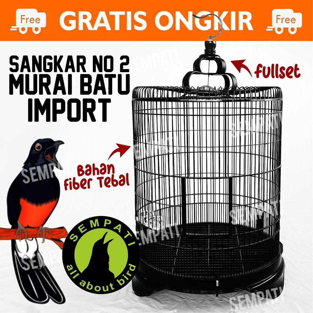 SEMPATI Sangkar Murai Import Kandang Burung Murai Batu Bahan Fiber Import Fullset Free Cepuk Klem Ga