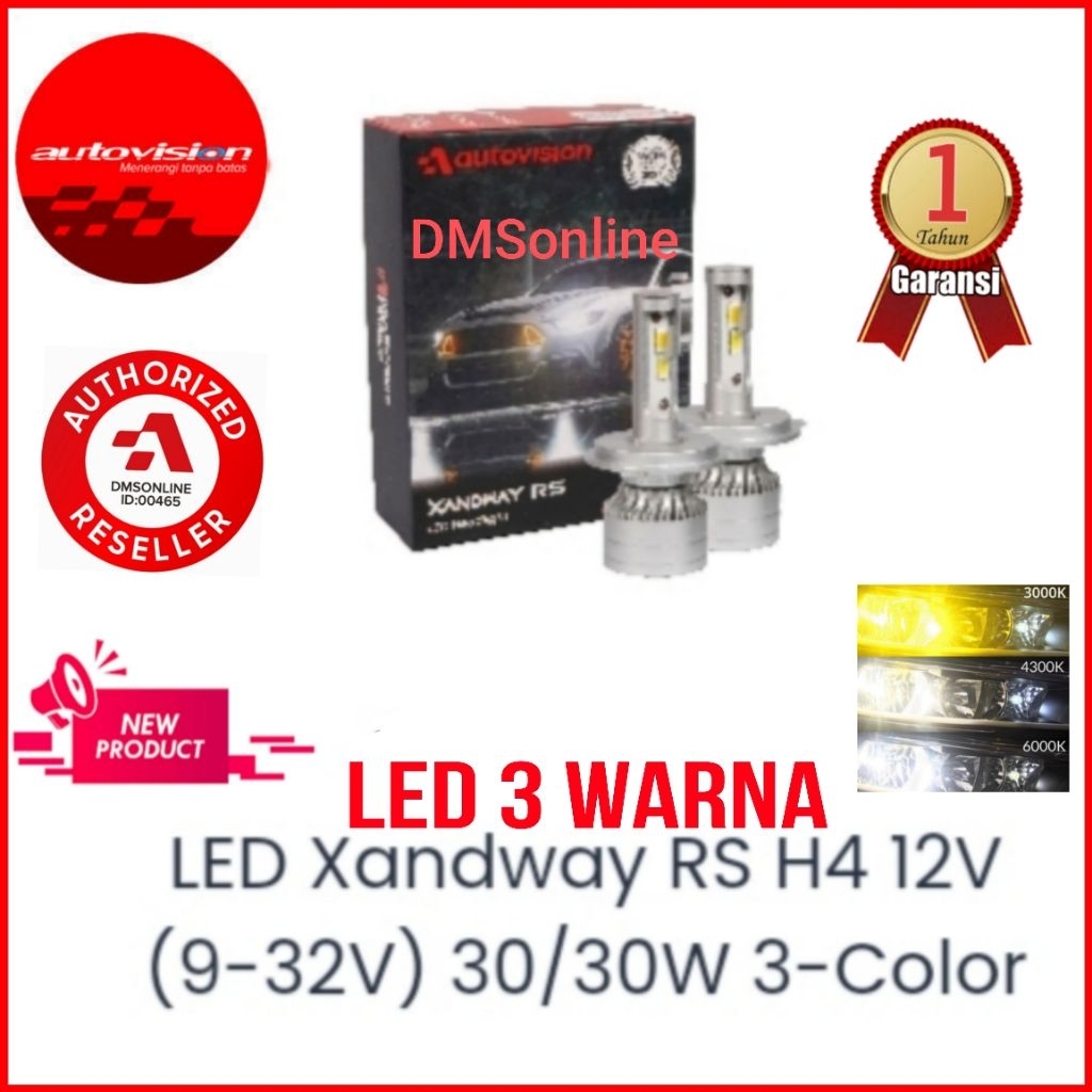 Led H4 H11 H7 HB4 9006 3 Warna Xandway Rs Atovision Led 3 Warna H11