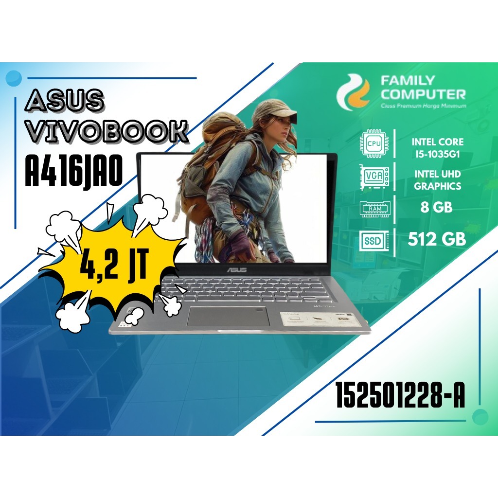 ASUS VIVOBOOK A416JAO | INTEL CORE I5-1035G1 | INTEL UHD GRAPHIC | 8GB | 512GB