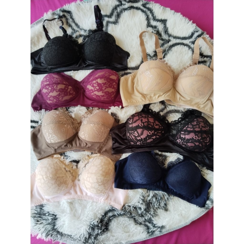Promo(6pcs) Bra Brukat Busa Tipis Tanpa Kawat Motif Renda Cantik Dan Elegant-Best Seller