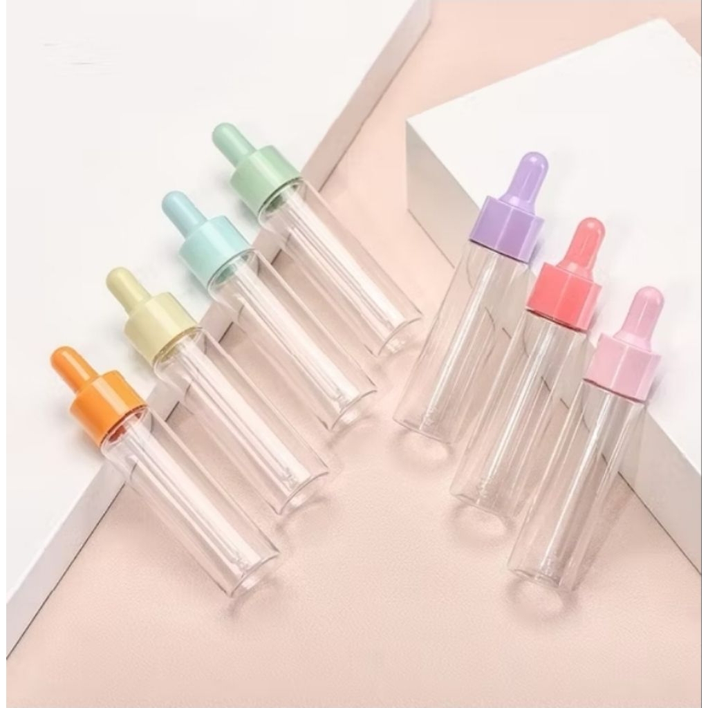 Botol Pipet Serum PET Plastik 30ml Macaron Pastel dengan Pipet Kaca Travel Bottle - SSS ESKLUSIF