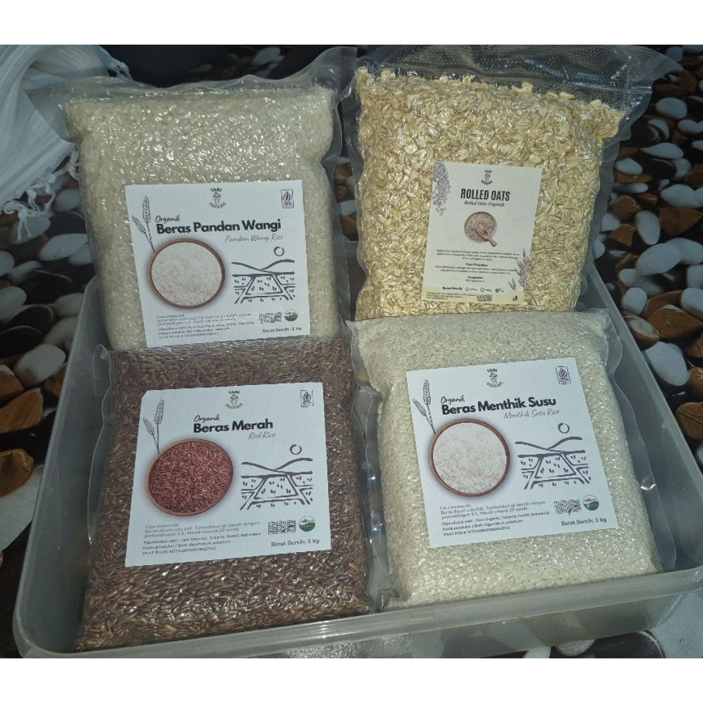 beras organik ,pandan wangi 1kilo,menthik susu 1 kilo beras melah 1 kilo,