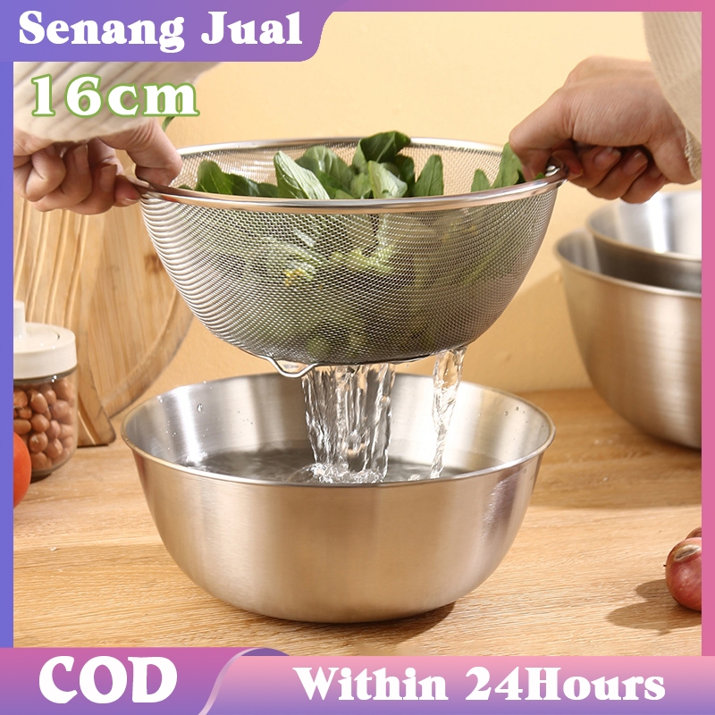 1Set Baskom Bolong Stainless Baskom Saringan Sayuran Baskom Tirisan Baskom Cuci Sayuran Dan Buah
