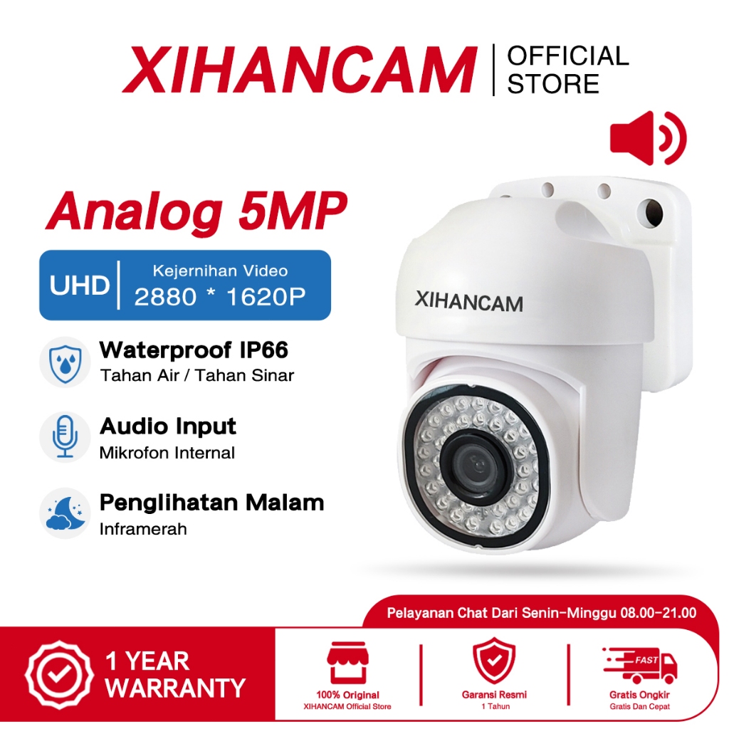 XIHANCAM Kamera CCTV Analog 5MP PTZ Audio CCTV Outdoor Waterproof Smart CCTV DVR 5MP FHD Infrared