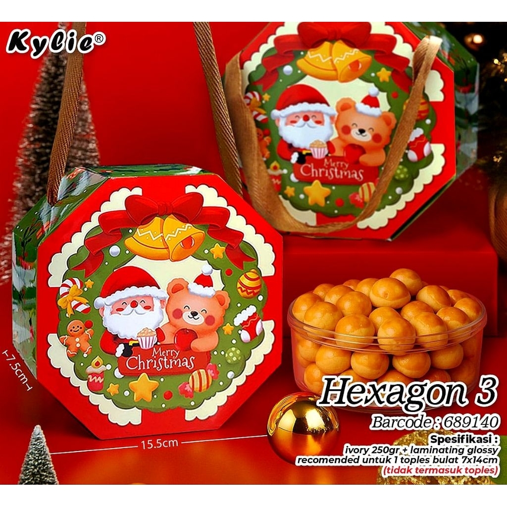 Christmas Cookies Box | Box Toples Natal Kue Kering | Hampers Packaging
