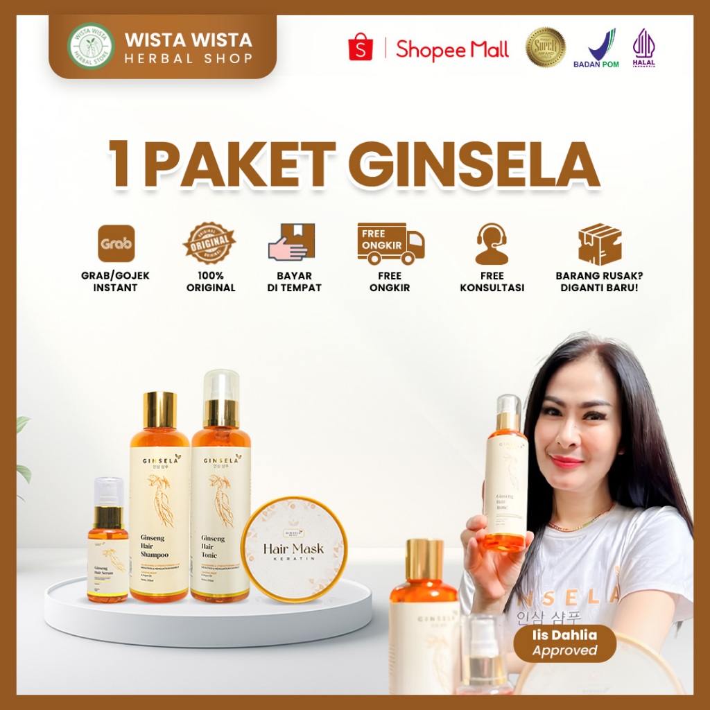 Ginsela 1 Botol Hair Shampoo | Shampo Mengurangi Ketombe Shampo Ampuh Meredakan Rambut Rontok