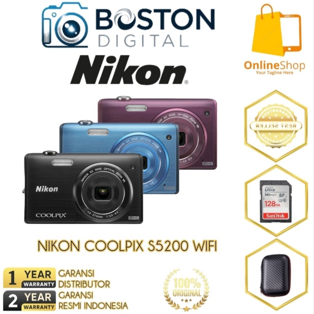CAMERA NIKON COOLPIX S5200 WIFI / CAMERA DIGITAL COOLPIX S5200 / NIKON S5200 WIFI