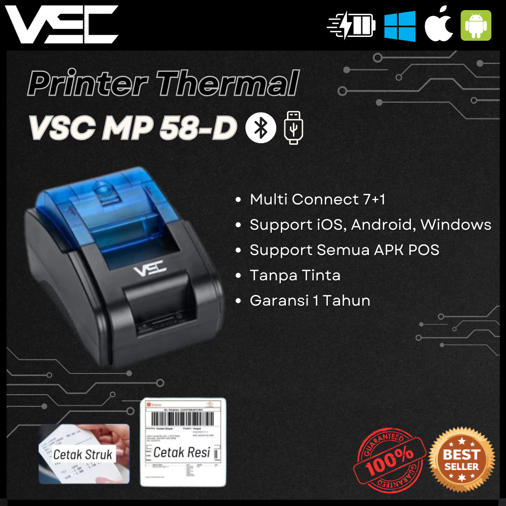 MOKA POS PRINTER BLUETOOTH / PPOB POS THERMAL 58MM VSC TM-58D KASIR