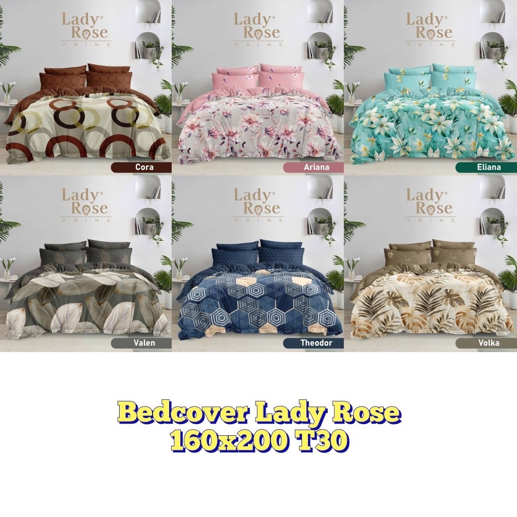 Lady Rose Prime - Bed Cover Set Queen 160x200 Tinggi 30 cm Rumbai Ready Makassar - Bedcover Lady Ros