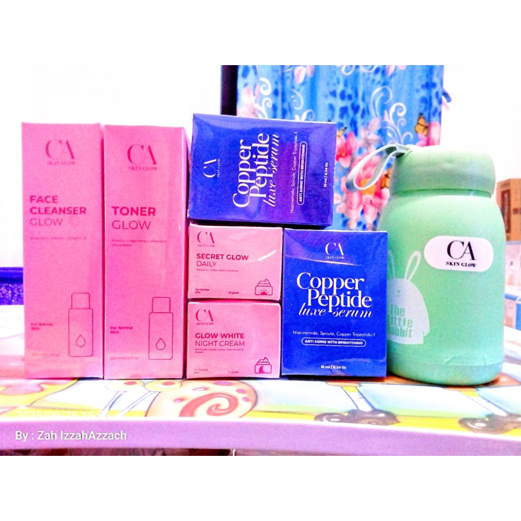 CA SKIN GLOW Paket Basic + 2 Serum Copper Peptide FREE TUMBLER || Paket CA isi 4 + 2 serum Copper Pe