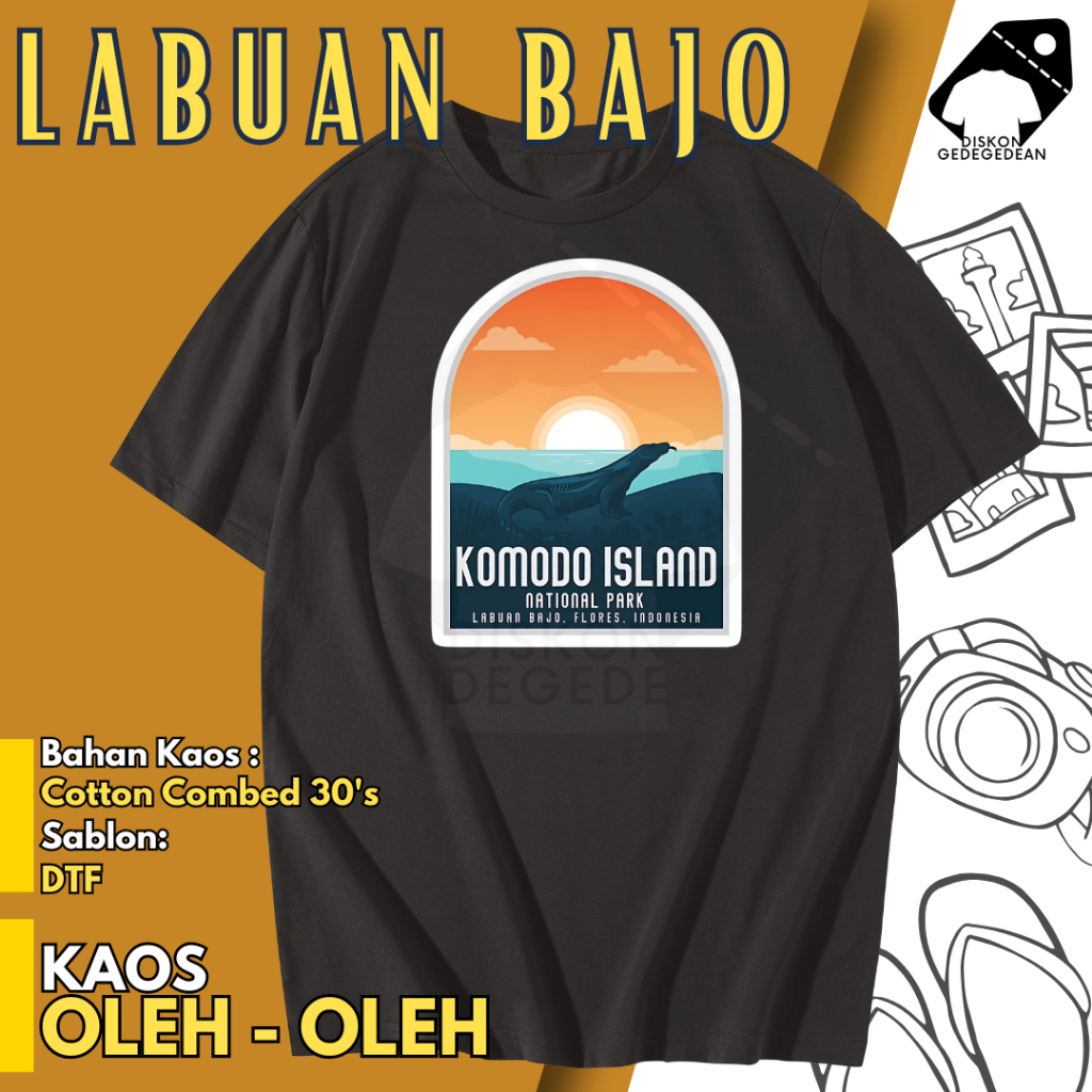 Diskongedegedean Kaos Souvenir Labuan Bajo Baju Tshirt Oleh Oleh Kota Indonesia Labuan Bajo Dewasa A