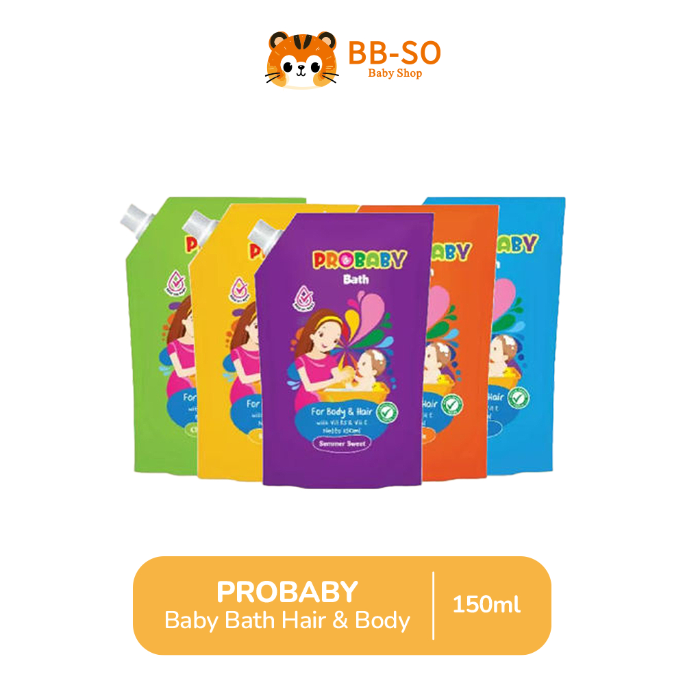 PROBABY Baby Bath 150ml Refill Tutup Ulir - Sabun Cair Bayi - Sabun Mandi Cair Bayi Aroma Buah