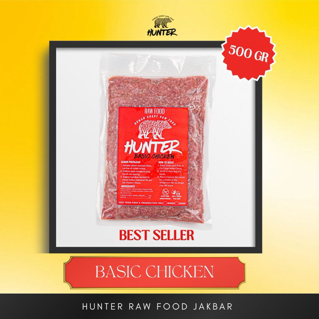 Hunter Raw Food | DAGING AYAM GILING (RAW FOOD) 500 gr - BASIC CHICKEN | Makanan hewan Murah| Dog Fo