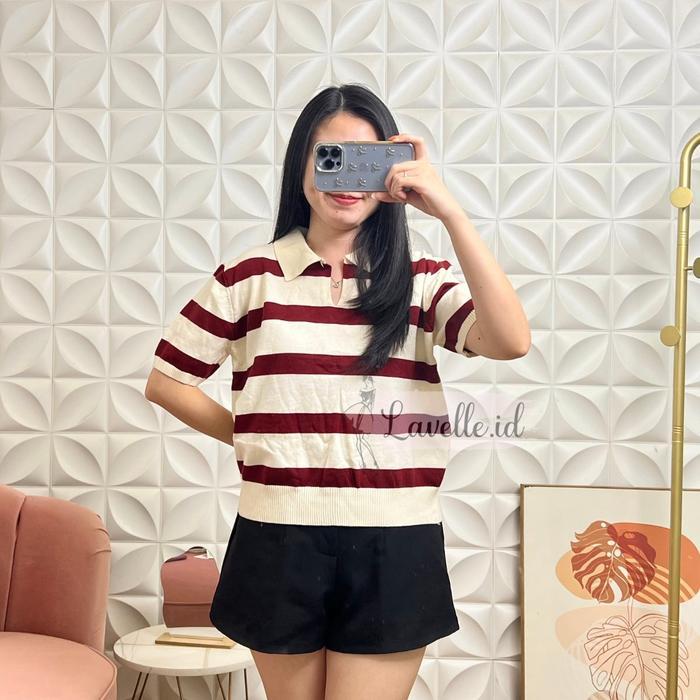 LAVELLE Maya Top Knitwear GC Lengan Pendek