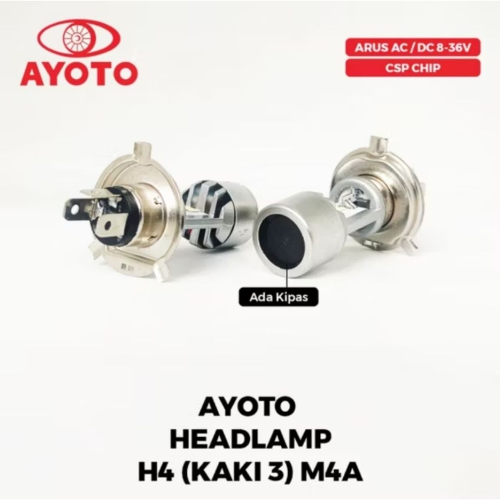 Sepasang Lampu Led H4 Mobil Truck Ayoto M4A 30watt Hi/lo - Lampu Utama Mobil Ayoto H4 12-24V, Bullae