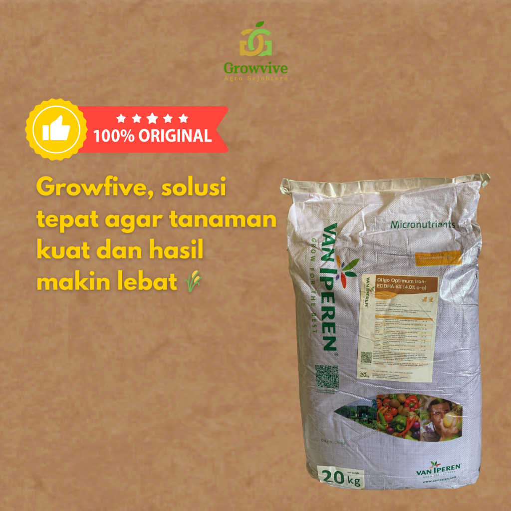 Pupuk Oligo Optimum Fe EDDHA 6% Ortho 4 (Kemasan 25 Kg)