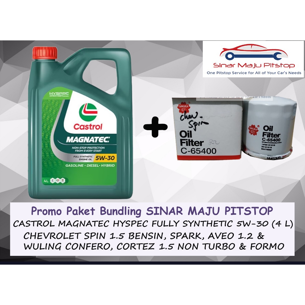 Paket Oli CASTROL MAGNATEC HYSPEC FULL SYNTHETIC 5W-30 & Filter Oli Mobil WULING CONFERO & CORTEZ 1.