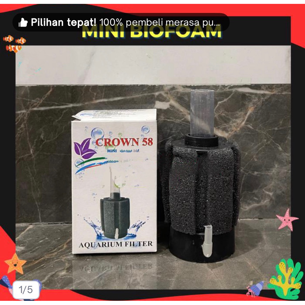 MINI BIOFOAM CROWN BIO FOAM BULAT SPONGE MINI FILTER PENJERNIH AQUARIUM KECIL