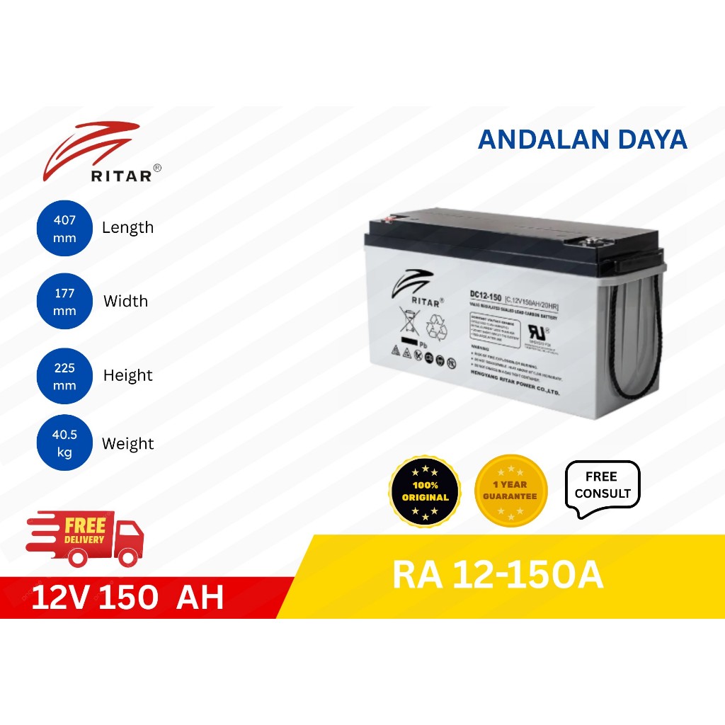 Baterai Aki Accu VRLA Ritar 12V150Ah