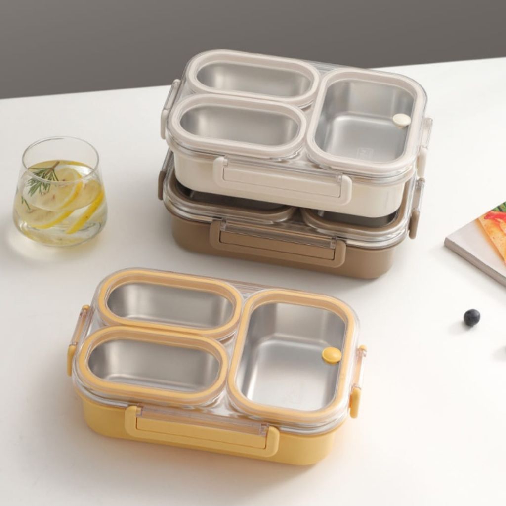 Kotak Makan Lunch Box Bekal Stainless 304 Dewasa Anak Anti Tumpah Anti Campur