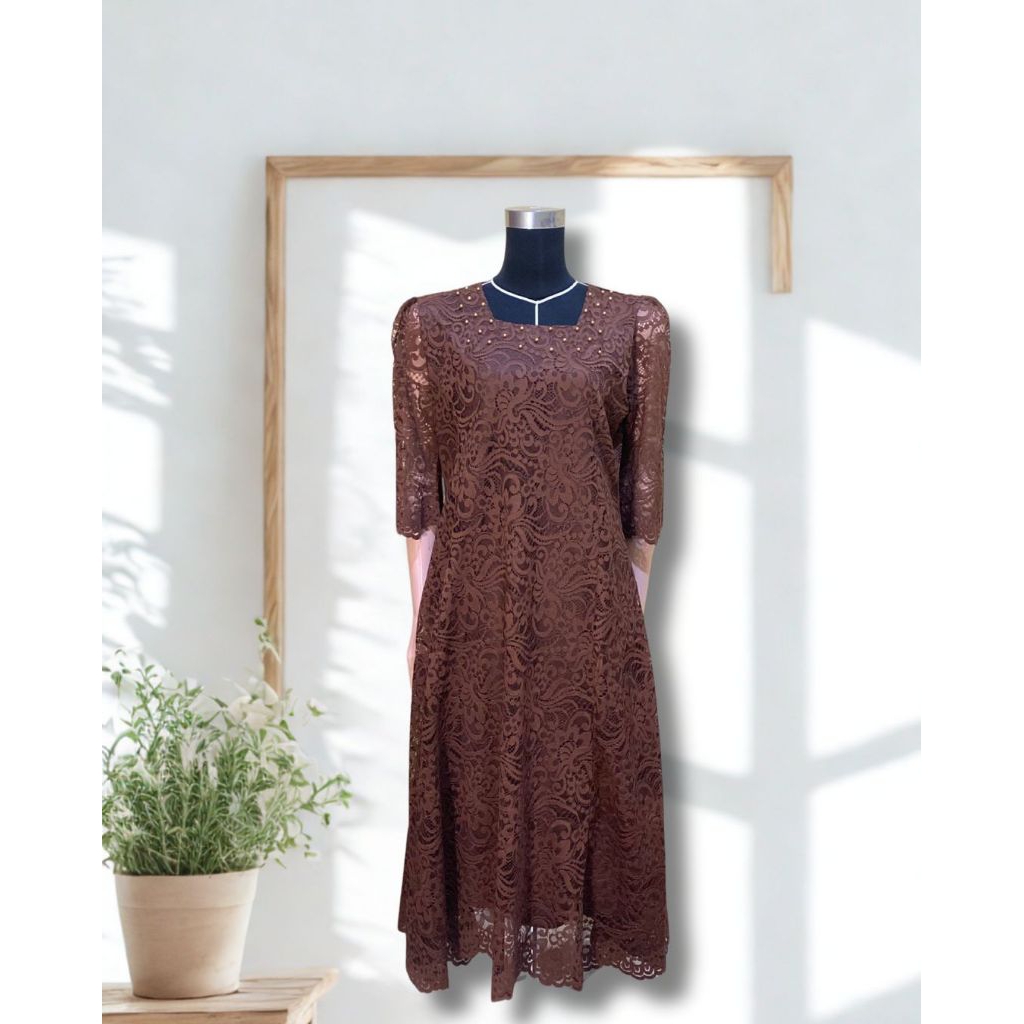 MJ - Dress Luna Wanita Terbaru, Dress Brokat Wanita Terbaru, Tunik Brokat Wanita Terlaris