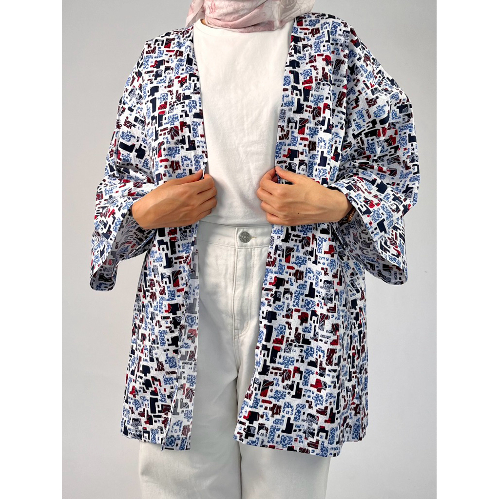 AMITAÉ Studio - Outer Kimono | Outer Katun Motif | Oversized Outer Katun Jepang | Atasan Wanita