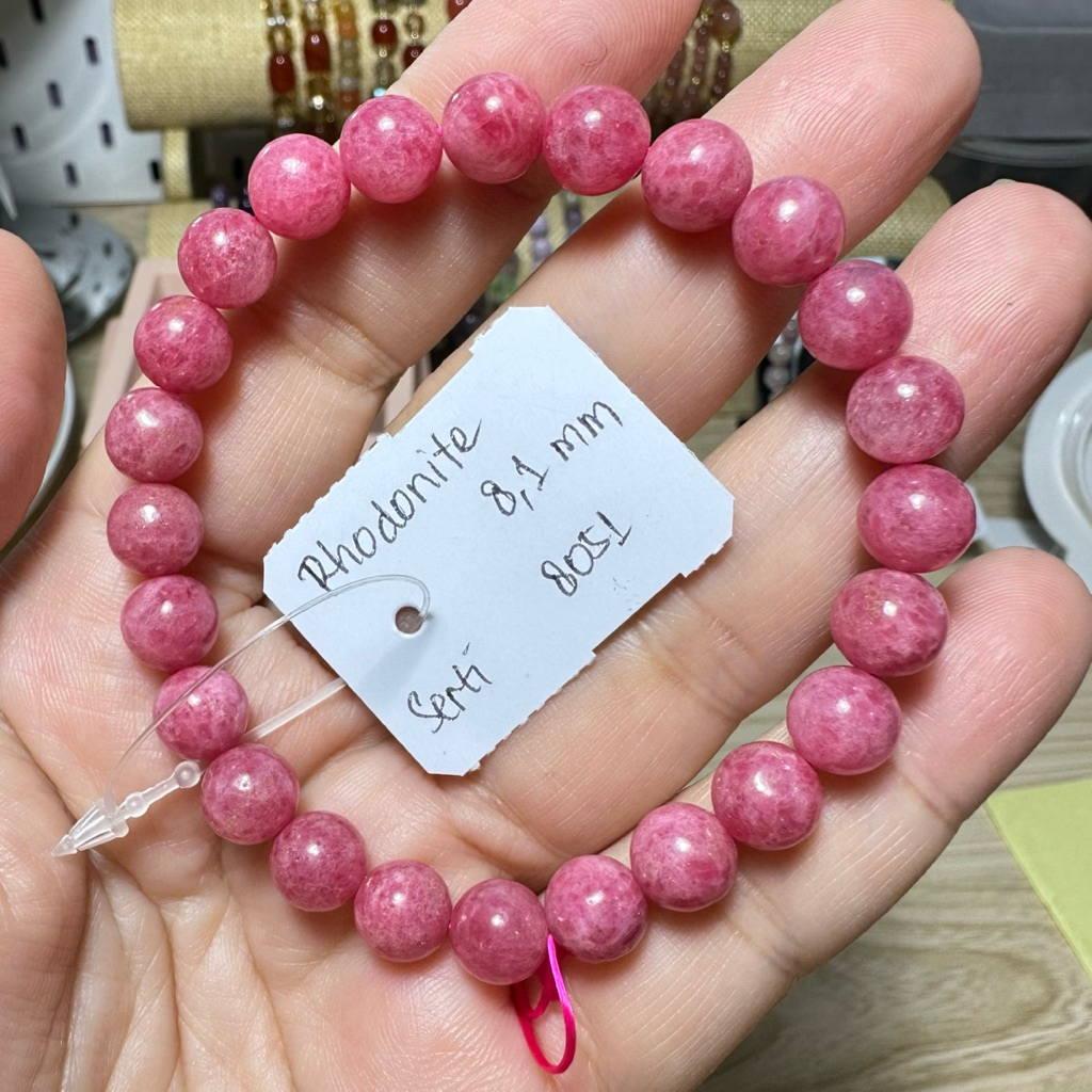 Gelang batu alam RHODONITE