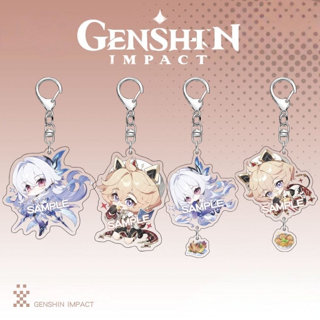 Gantungan Kunci Karakter Genshin Impact Akrilik Bening Transparan Keychain Hadiah Anime Kawai Kado F
