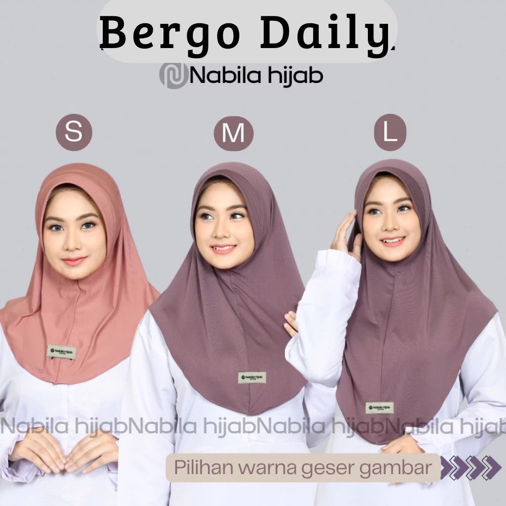 Jilbab Bergo Hamidah Ukuran S M L Hijab Instan Jersey Premium kerudung Bergo Instan Daily
