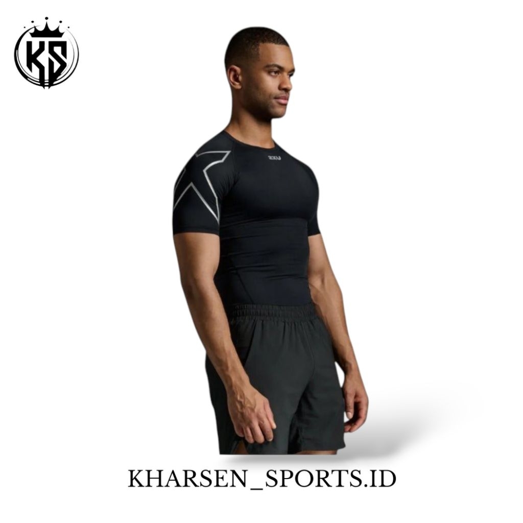 2XU Core Compression Short Sleeve Black Silver
