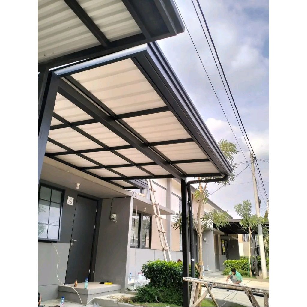 Kanopi Alderon Rangka Besi Hollow Galvanis