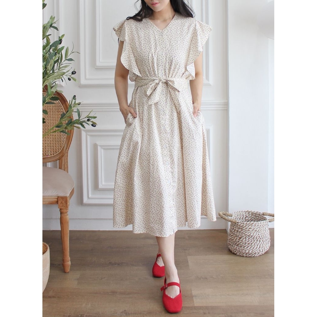 Summer Lavender Cotton Midi Dress / Flower Dress / Summer Dress