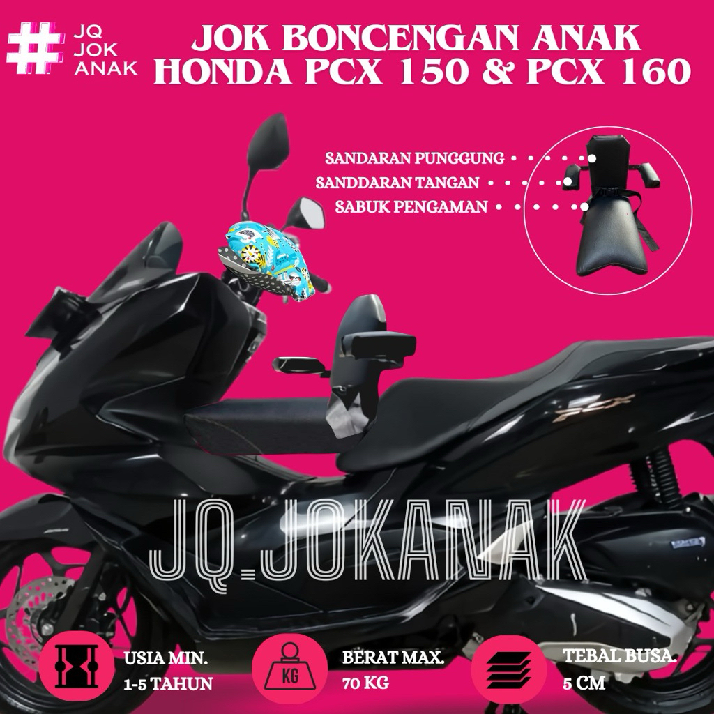 Jok Boncengan Anak Dengan Sandaran Motor PCX 160 PCX 150 2012-2025 Kursi Dudukan Anak Motor Matic