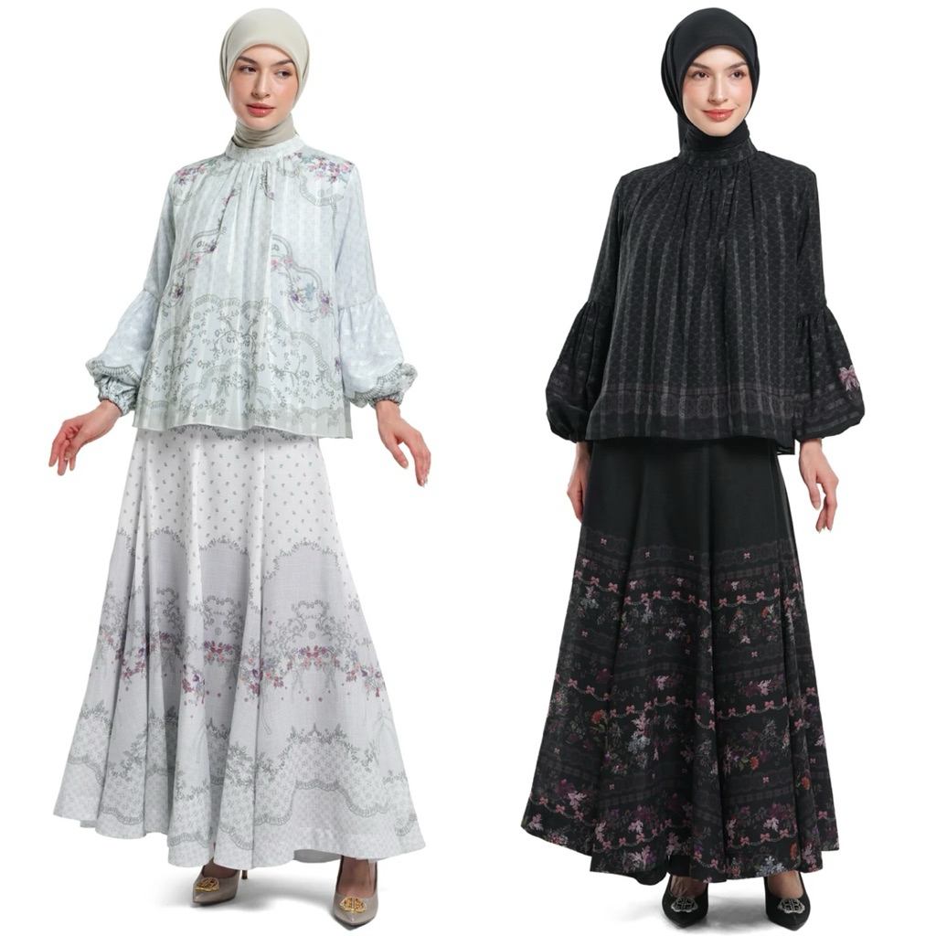 [baca deskripsi‼️] NADA PUSPITA LACE POEM CROP BLOUSE LACE POEM SKIRT SET WANITA