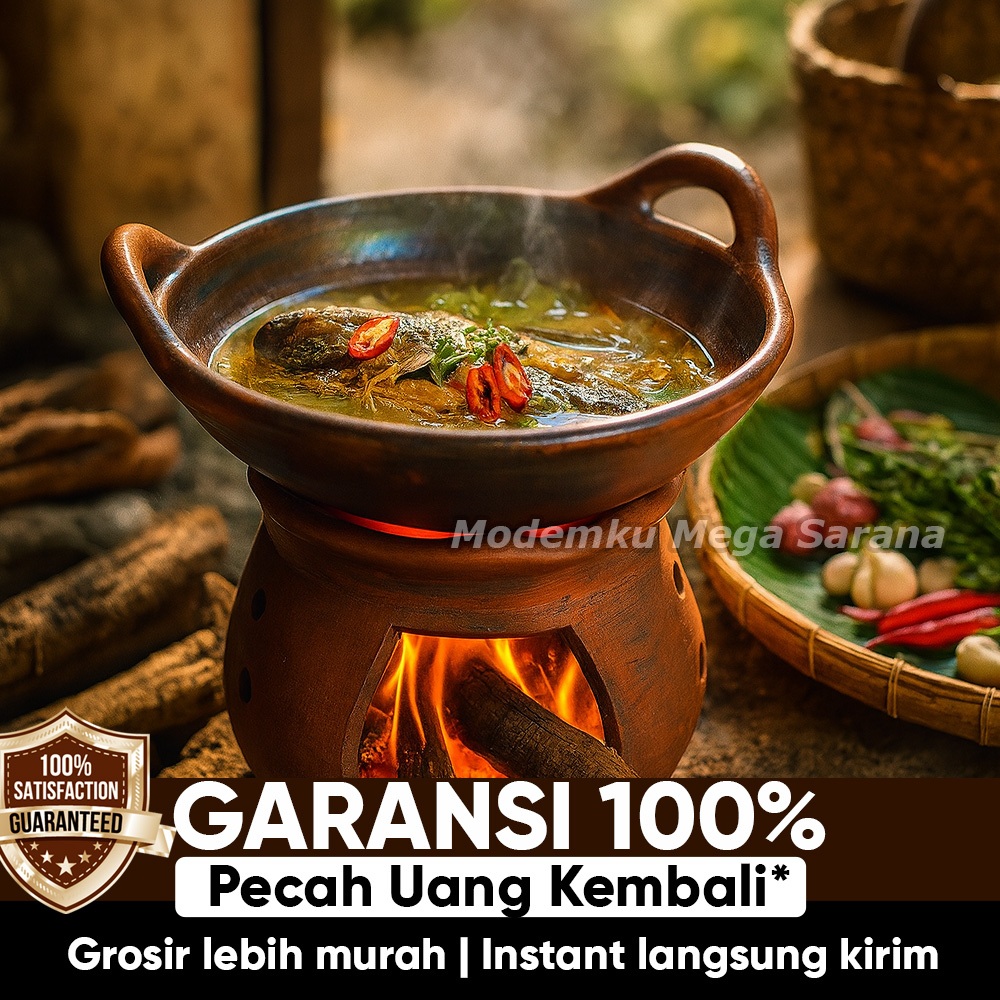 Pawon Gerabah | Tanpa Tutup - Wajan Tanah Liat Gerabah Wajan Tradisional - Diameter 30 cm