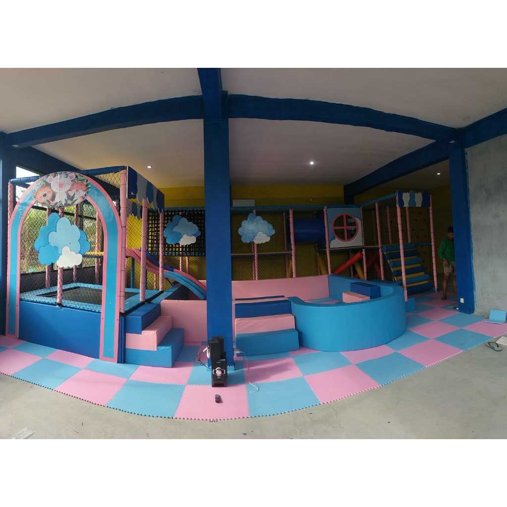 jual paket playground indoor fullset mandi bola trampolin bebas custom ukuran dan model