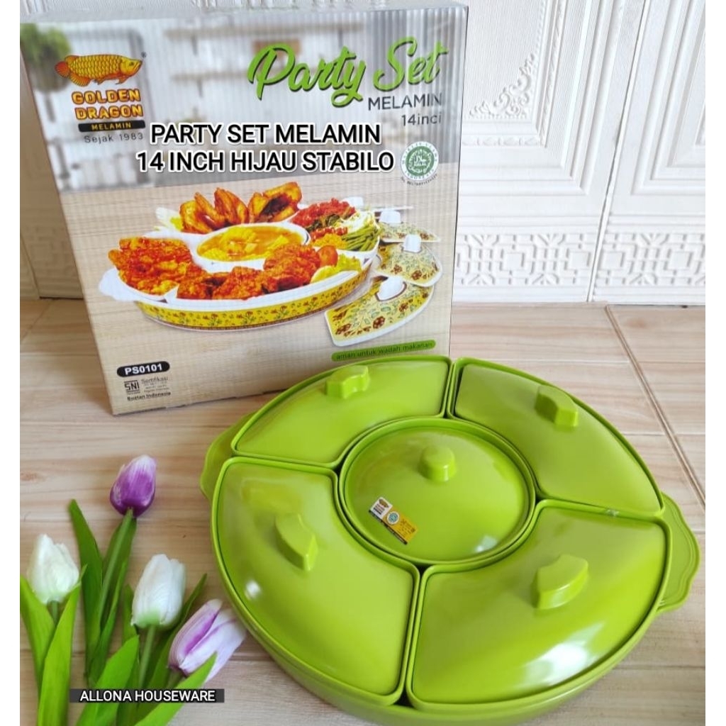 PRASMANAN /  WADAH SAJI MELAMIN 14 INCH GOLDEN DRAGON