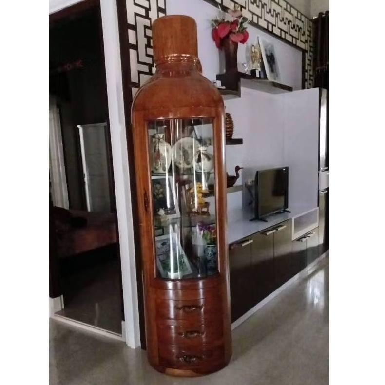ALMARI BOTOL JATI | ALMARI PAJANG BOTOL | LEMARI PAJANGAN BOTOL