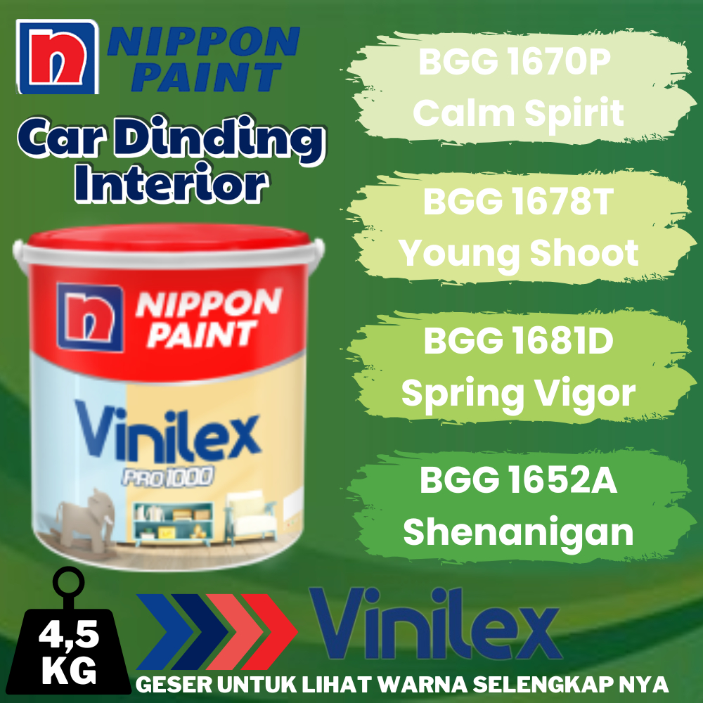 NIPPON PAINT VINILEX 1000 4,5KG WARNA HIJAU NIPPON PAINT CAT TEMBOK VINILEX 1000 4,5KG VINILEX GAJAH