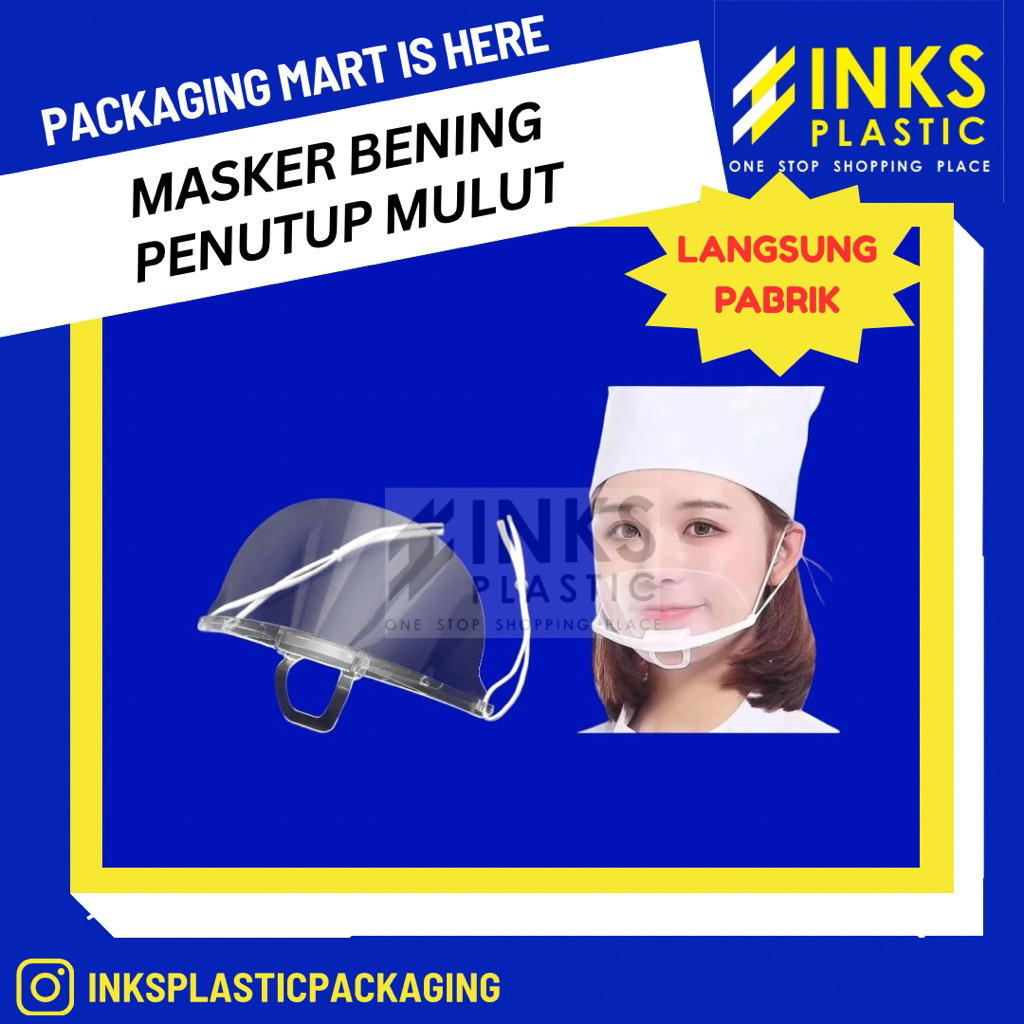 MASKER BENING TRANSPARAN PLASTIK MIKA PENUTUP MULUT KITCHEN MASK