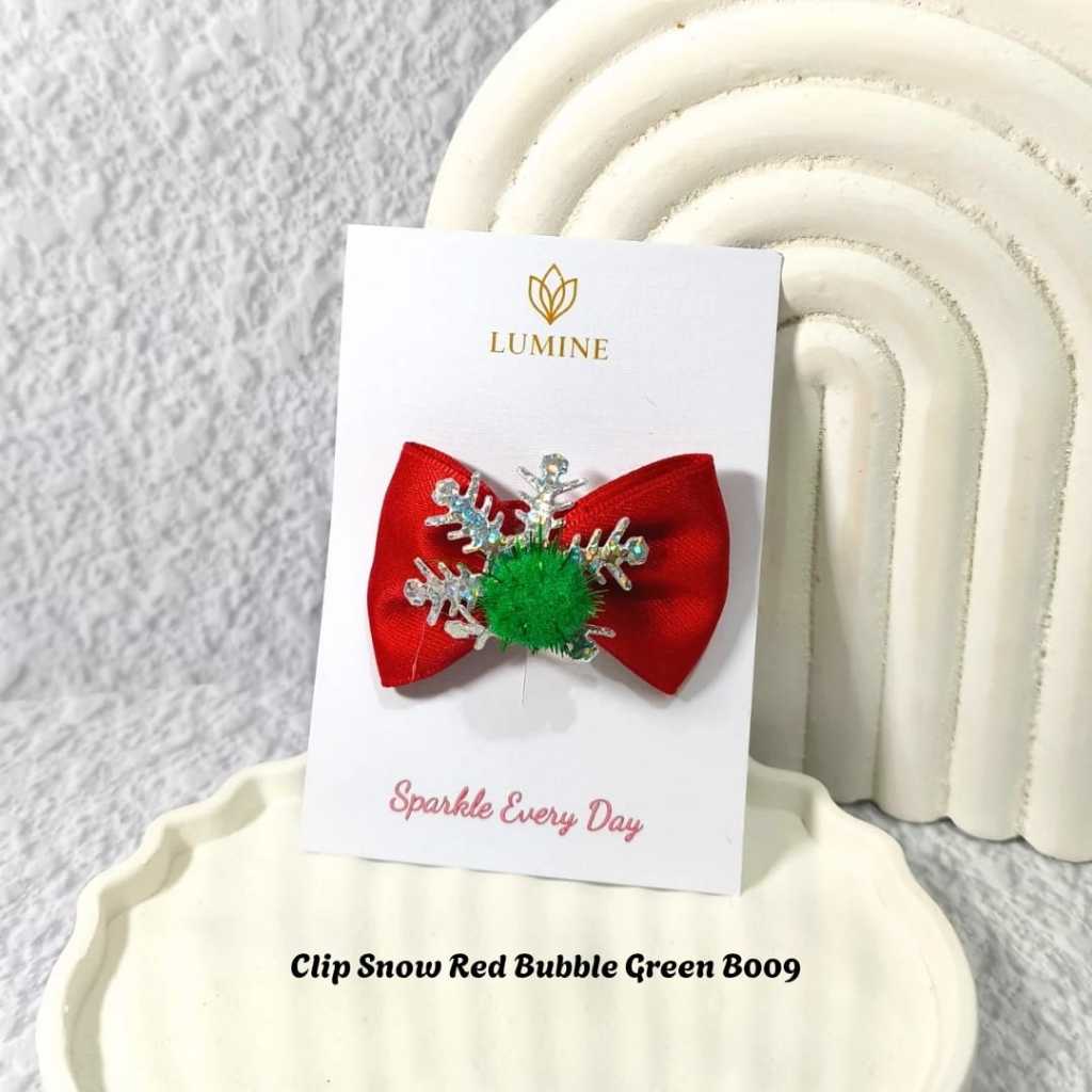 LUMINE Klip Rambut Pita Salju Merah | Jepit Rambut Klip Natal | Jepit Natal Anak | Jepit Rambut Hand