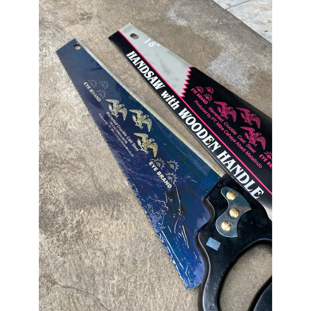 Gergaji Tangan 18 Inch Eye Brand Handsaw Kayu Handle Kayu / Plastik Baja Asli