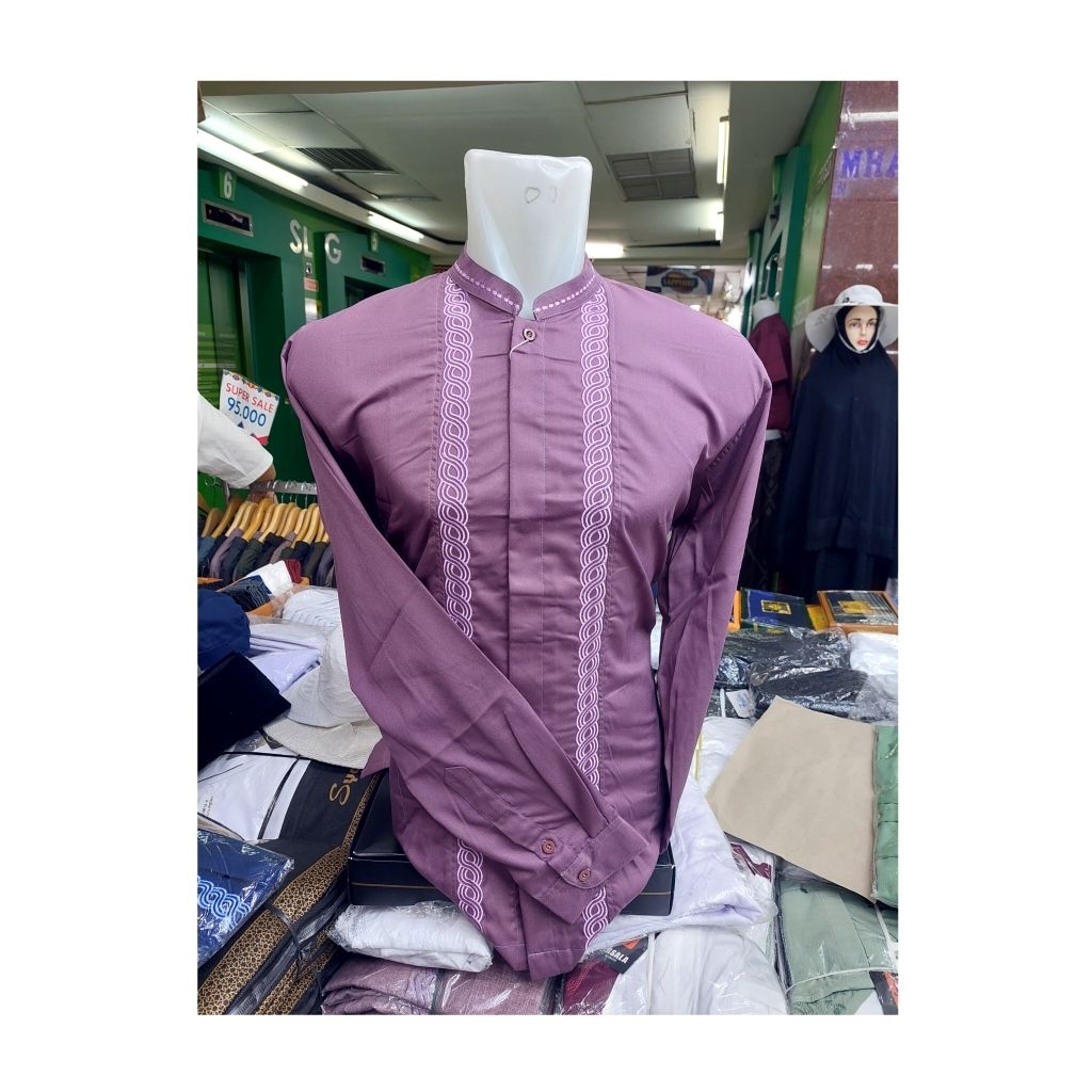 Kemeja Koko Pria Warna Ungu Lengan Panjang Toyobo Premium