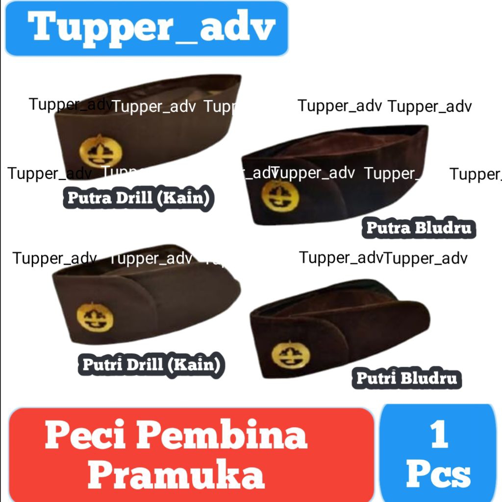 Peci Pramuka + Pin PUTRA PUTRI / Peci Pembina Pramuka + Pin (Krawang) / Topi Peci Pembina Pramuka