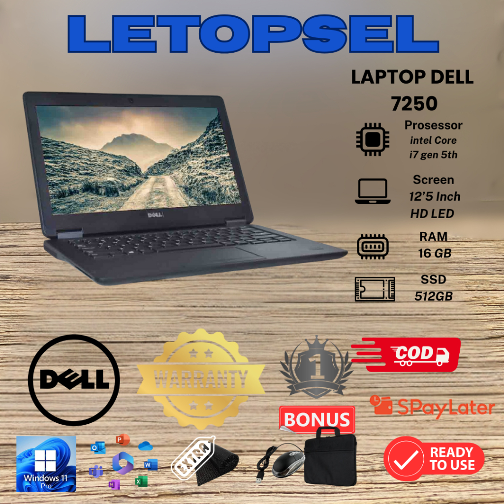 LAPTOP DELL E7250 i7 5TH RAM 16GB / 256SSD WINDOWS 10