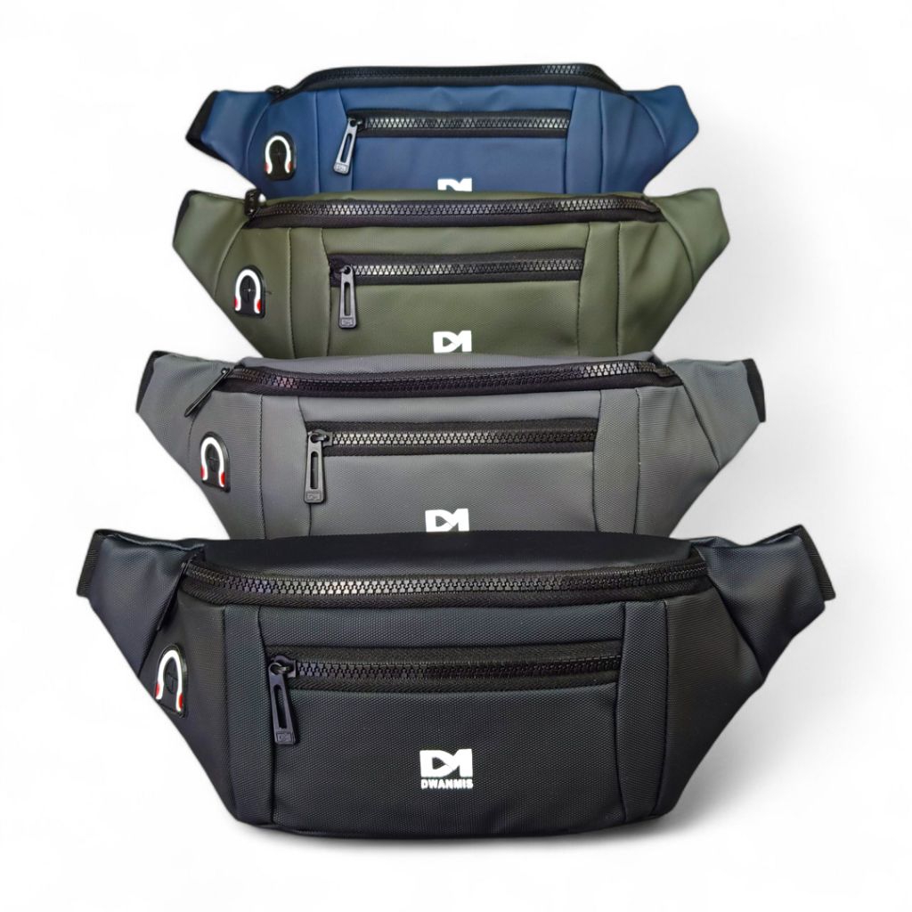 Tas Selempang Pria Original DM Resleting Premium | Waistbag Pria Bahan Waterproof Resleting Besar