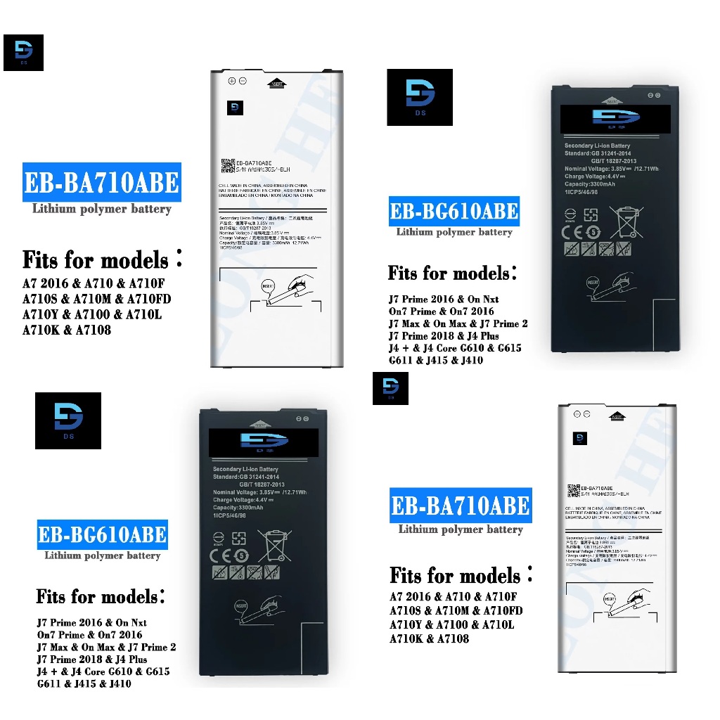 Baterai HP Samsung Galaxy J7 Prime J4+ On7 Prime J4 Plus J6+ EB-BG610ABE A7 2017 A710 EB-BA710ABE