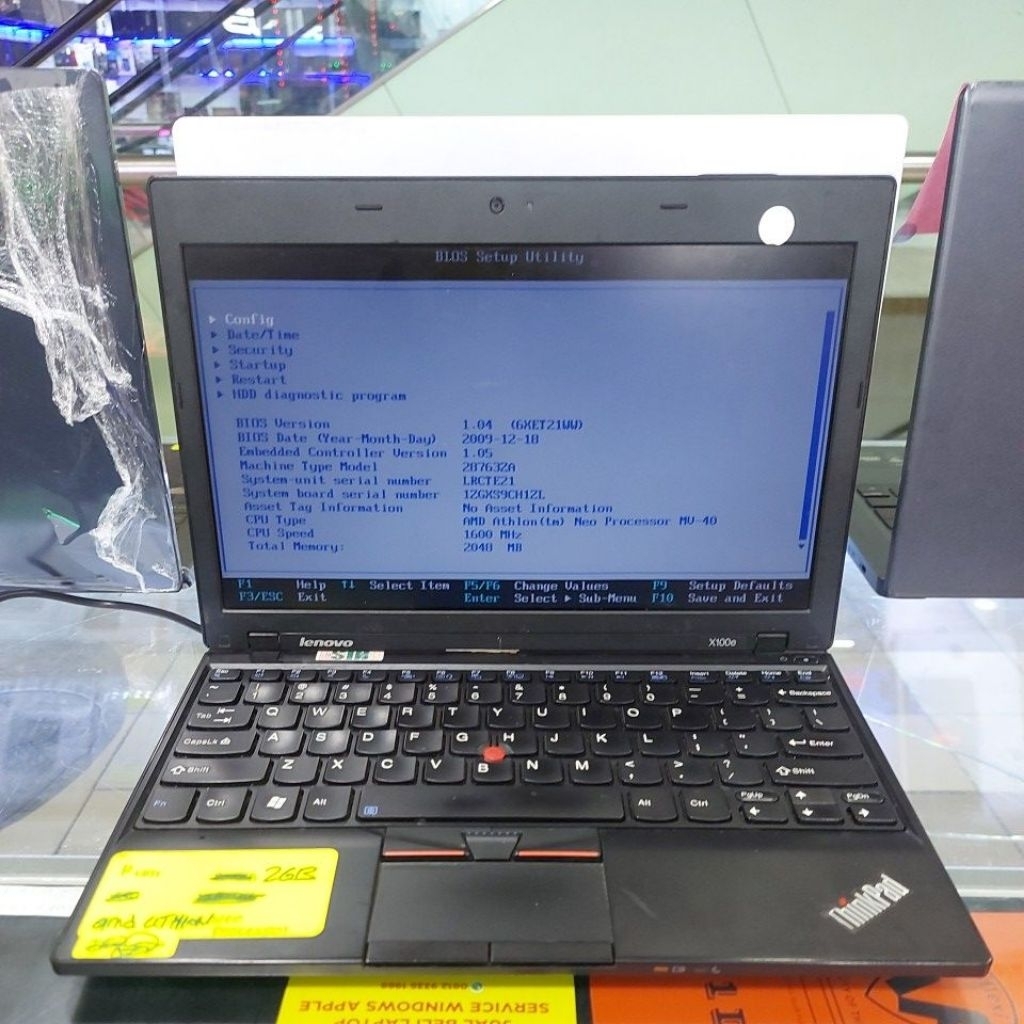 Laptop Lenovo thinkpad x100e nyala mesin bagus minus konci bios ram 2gb tanpa ssd tanpa charger jual
