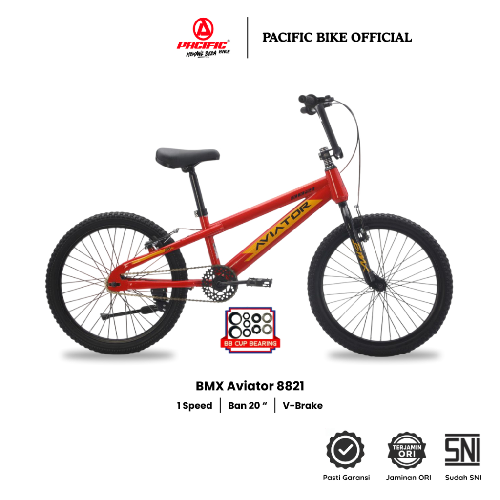 Pacific Sepeda BMX Anak dan Remaja Aviator 8821 BB Cup Bearing Ukuran Ban 20